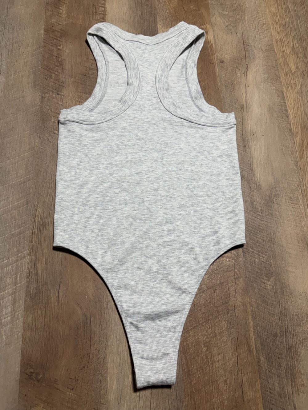 Fabletics Heather Gray Ribbed Racerback Bodysuit Size Small - Picture 3 of 3